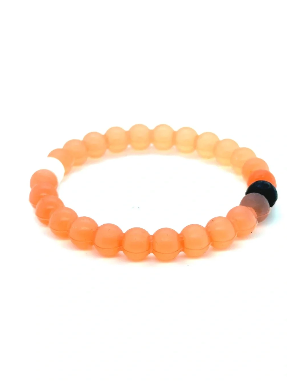 Lokai Light Orange Stretch‎ Beaded Bracelet with Black Accent